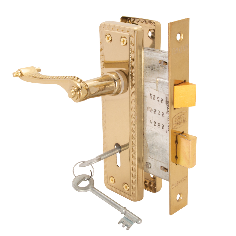 GEORGIAN SCROLL LOCKSET 6″ 2 LEVER BP