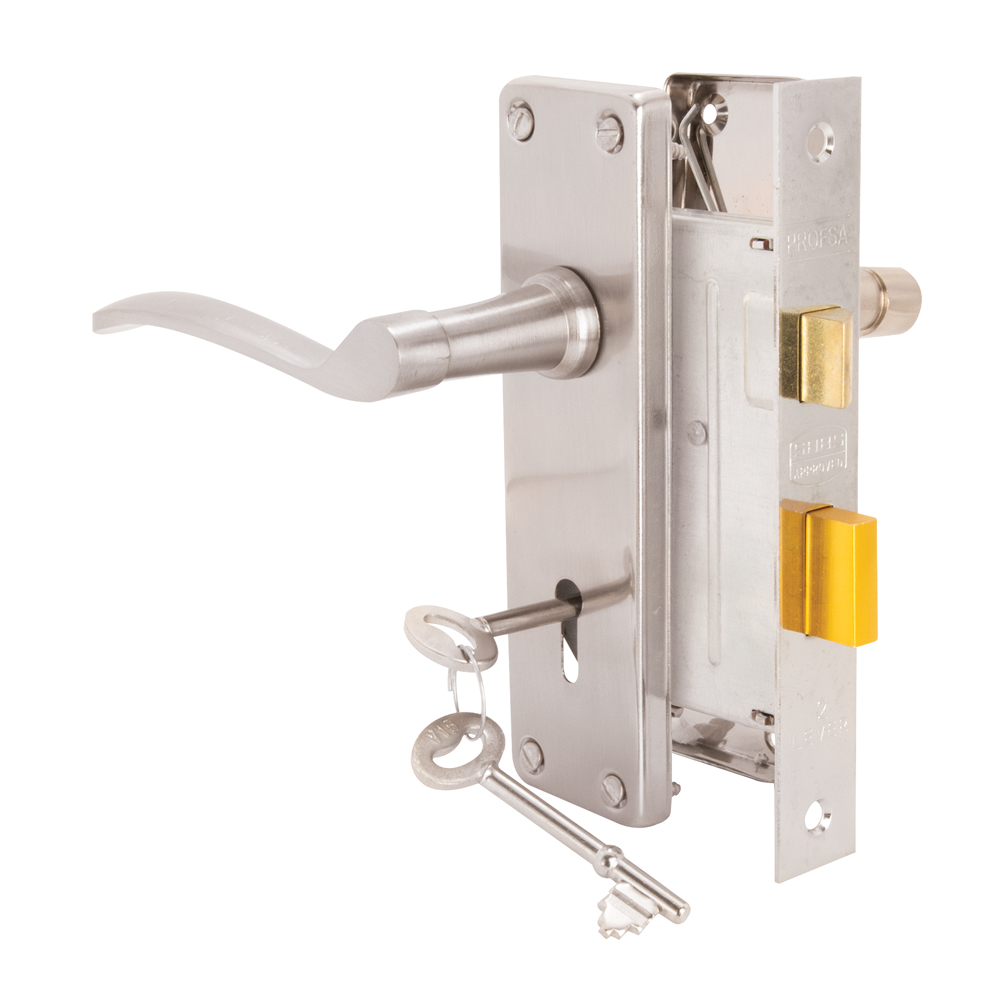 SAPPHIRE STEEL HANDLE LOCKSET 6″ 2 LEVER SC