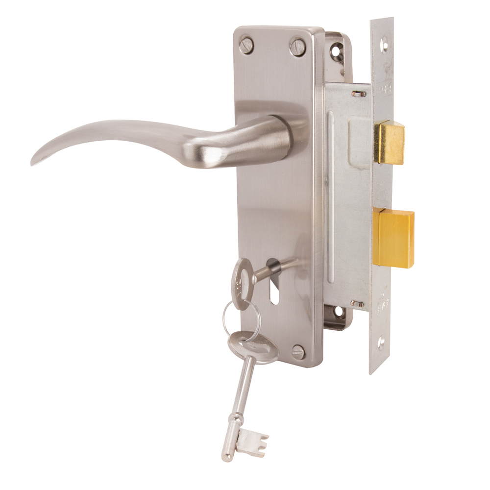 EMERALD STEEL HANDLE LOCKSET 6″ 2 LEVER SC