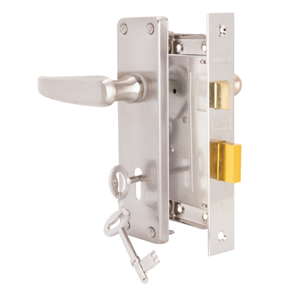 RUBY STEEL HANDLE LOCKSET 6″ 2 LEVER SC