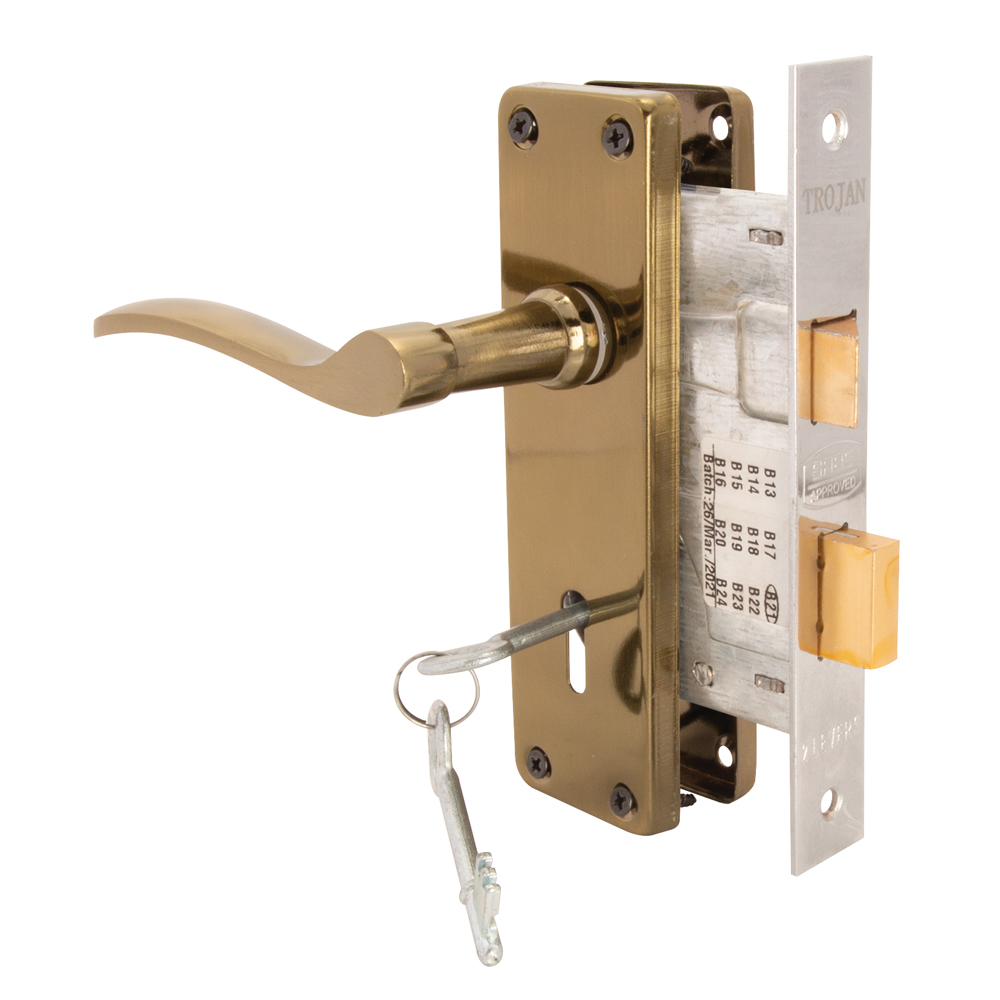 SAPPHIRE STEEL HANDLE LOCKSET 6″ 2 LEVER AB