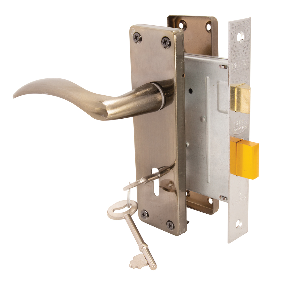 EMERALD STEEL HANDLE LOCKSET 6″ 2 LEVER AB