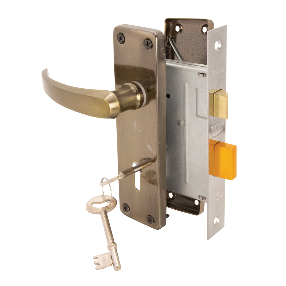 RUBY STEEL HANDLE LOCKSET 6″ 2 LEVER AB
