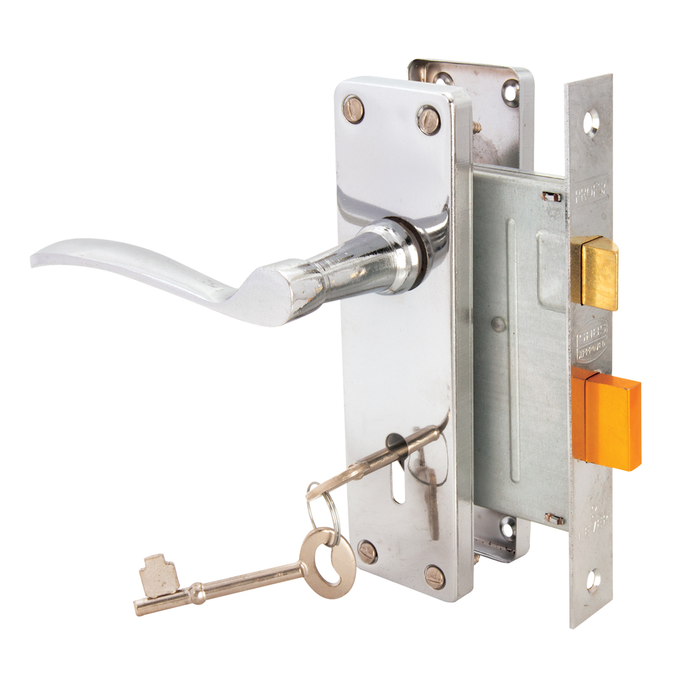 SAPPHIRE STEEL HANDLE LOCKSET 6″ 2 LEVER CP