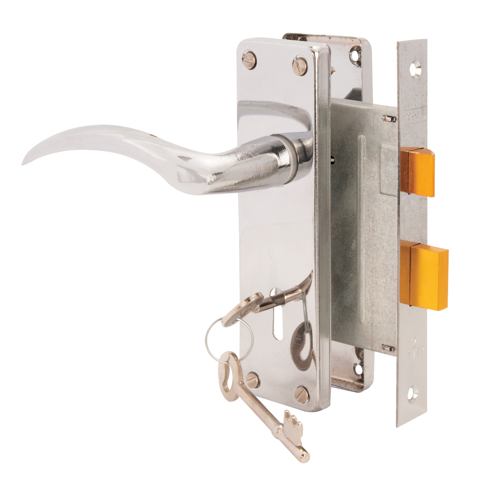 EMERALD STEEL HANDLE LOCKSET 6″ 2 LEVER CP