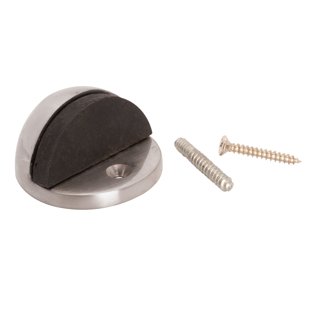 DOOR STOP HALF MOON SATIN CHROME