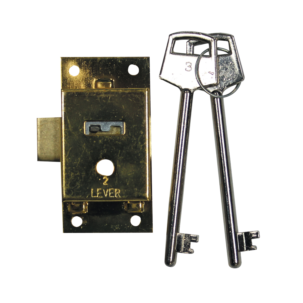 76MM CUPBOARD LOCK BRASS PLATED