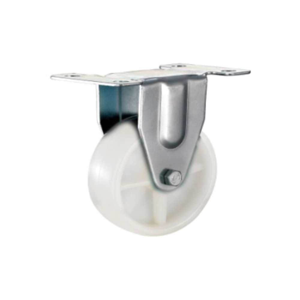 WHITE POLYPROPYLENE CASTOR WITH FIXED WHEEL 100MM