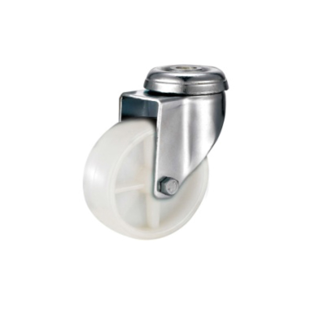 WHITE POLYPROPYLENE CASTOR TOP PLATE SWIVEL WITH BRAKE 100MM