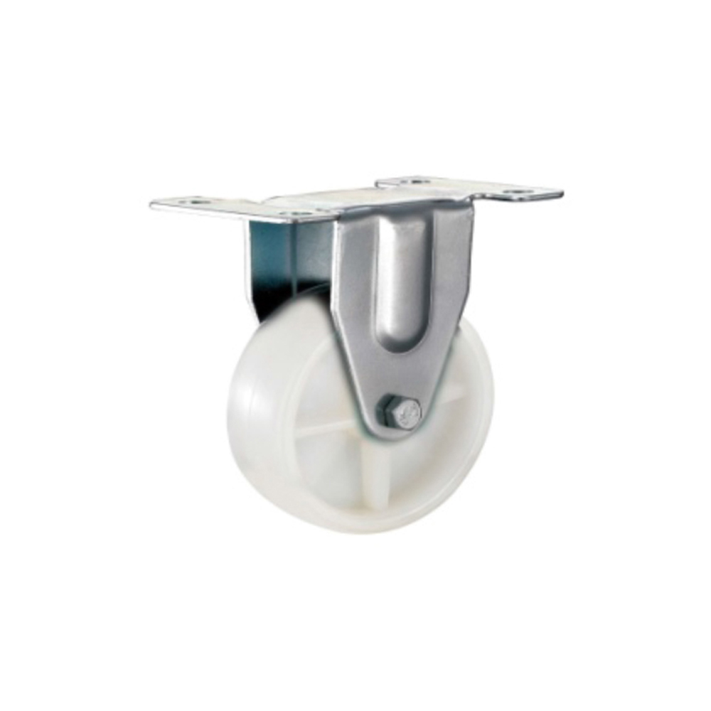 WHITE POLYPROPYLENE CASTOR WITH FIXED WHEEL 125MM